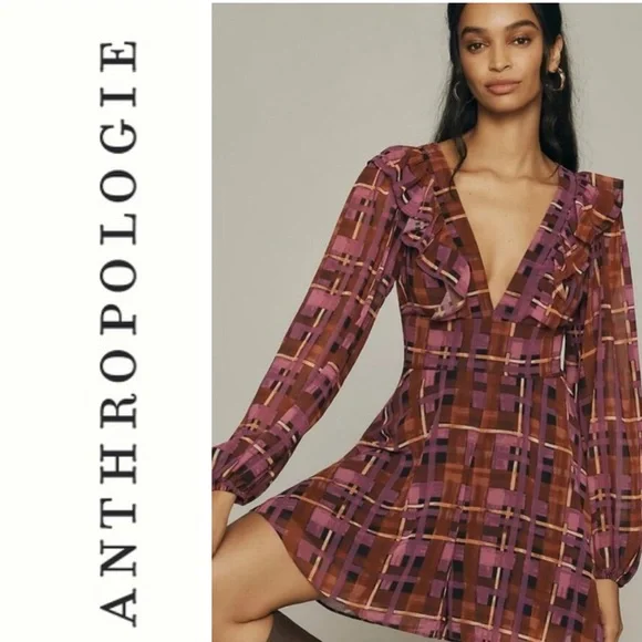 NWT Anthropologie hutch flowy romper size S v neck purple geometric - Picture 1 of 8